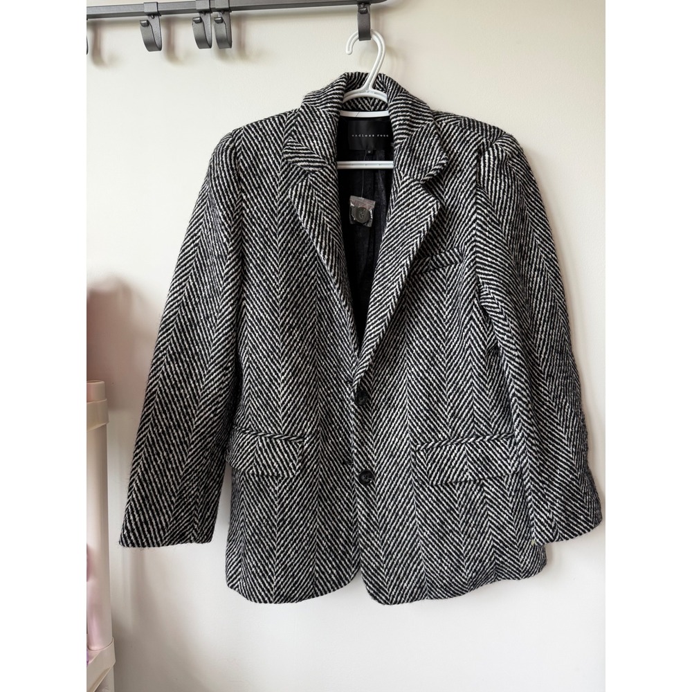 Endless Rose Black White Diagonal Stripe Blazer Jacket Size M Textured Lined